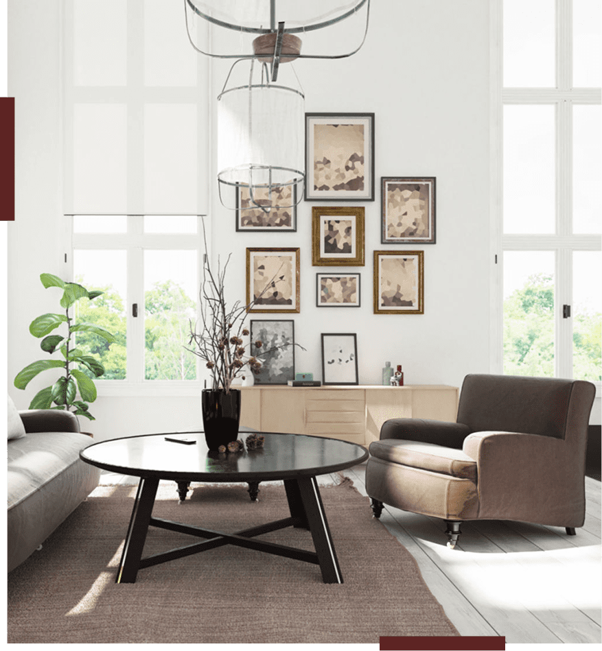 Modern living room with stylish furniture decor.